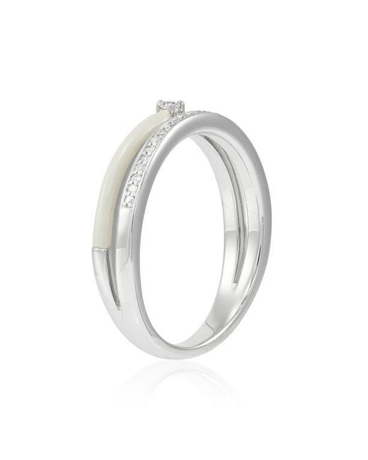 Frankie & Zoe White Diamond & Enamel Stacked Band Ring