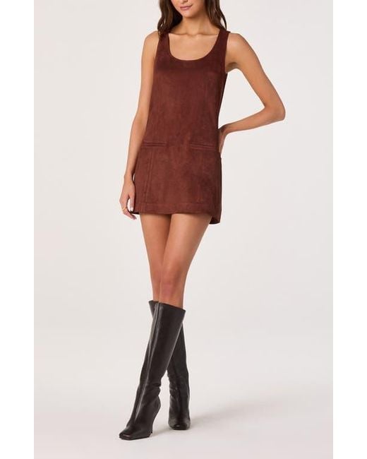Astr Red Faux Suede A-Line Dress