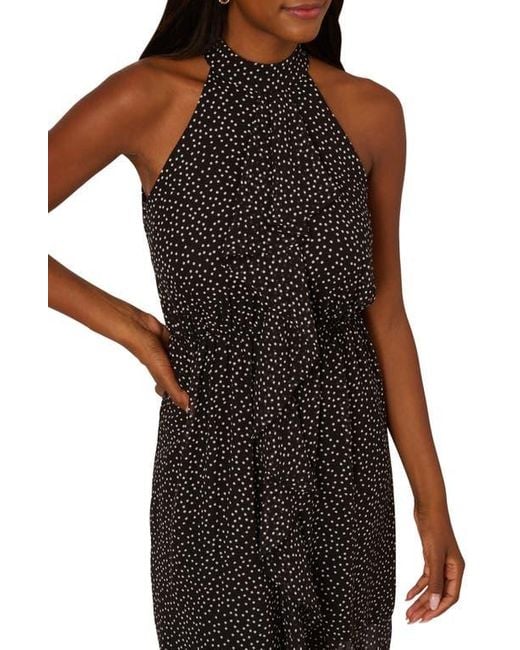 【海外限定】AdriannaPapell ドレス☆Shirred Dot Chiffon Black Adrianna Papell Shirred Dot Chiffon Dress in Black | Lyst