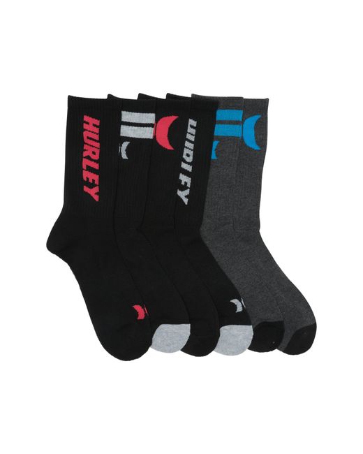 Hurley Pack Of 6 Terry Crew Socks in Black for Men | Lyst