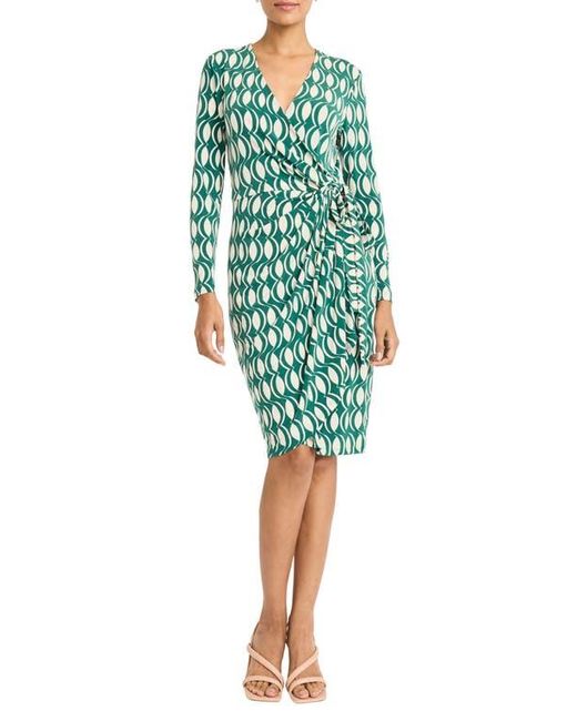 Maggy London Blue Long Sleeve Wrap Dress