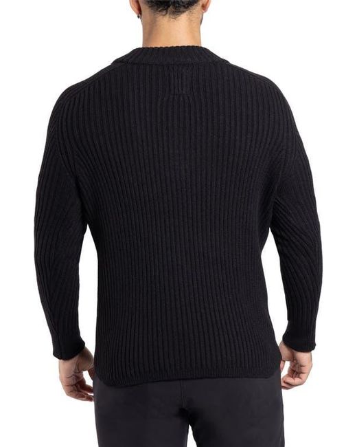 Xray Jeans Black Rib Quarter Zip Sweater for men