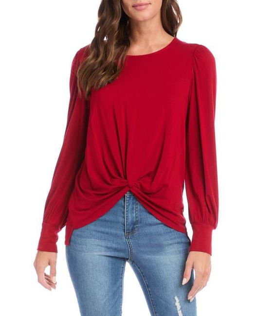 Karen Kane Red Twist Front Long Sleeve Top