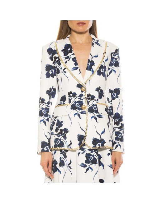 Alexia Admor Blue Janet Chain Trim Blazer