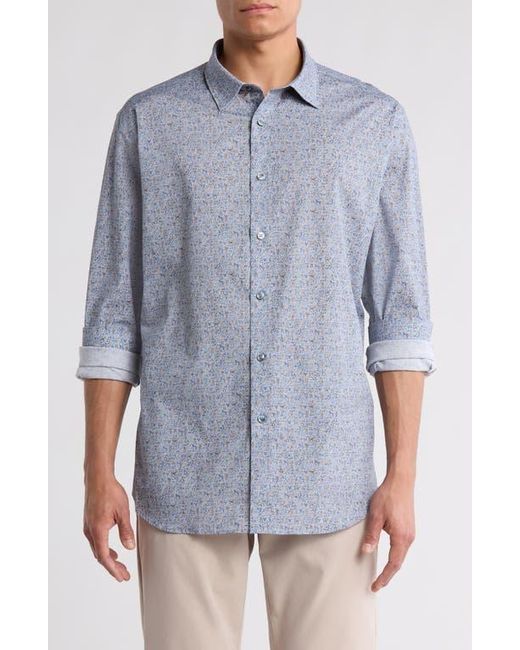 Bugatchi Blue Julian Long Sleeve Classic Fit Woven Shirt for men