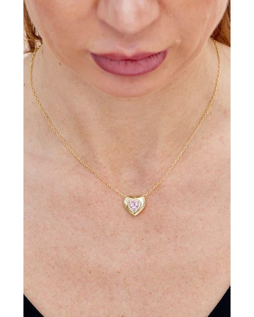SAVVY CIE JEWELS Metallic Cubic Zirconia Puffy Heart Pendant Necklace