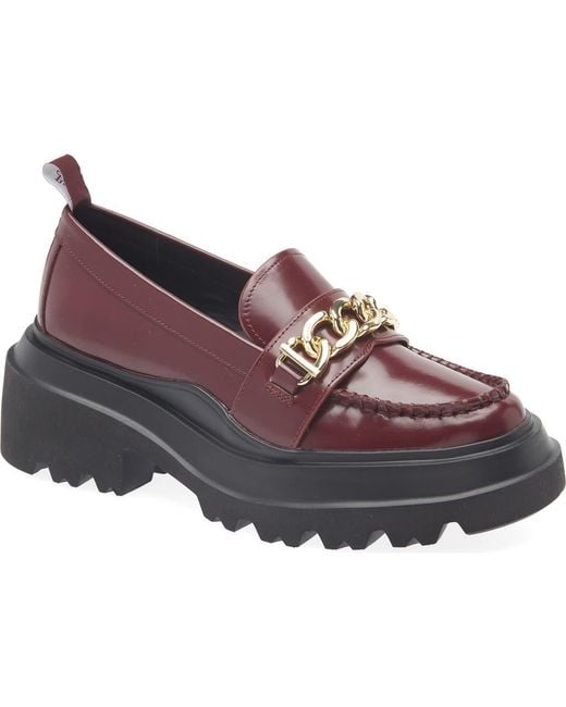 G.H.BASS Purple Chain Lug Sole Platform Loafer