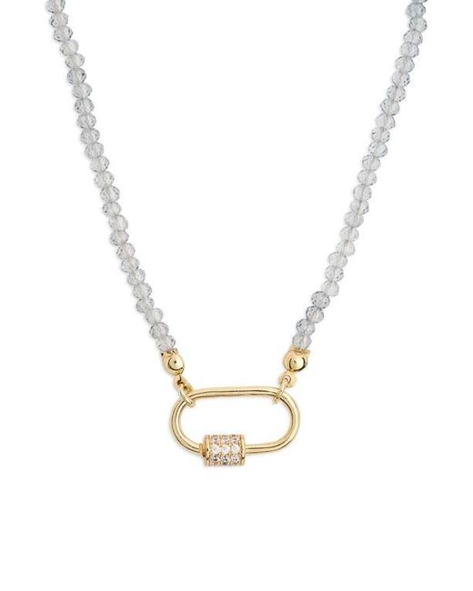 Leith Metallic Cubic Zirconia & Crystal Beaded Carabiner Necklace