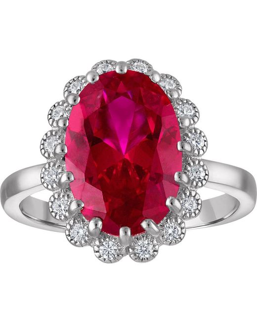 FZN Red Lab Grown Rub Sterling Ring