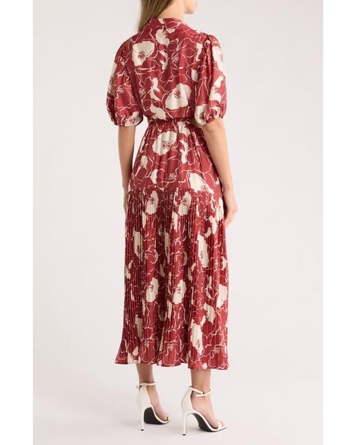 MELLODAY Red Johnny Collar Cutout Midi Dress
