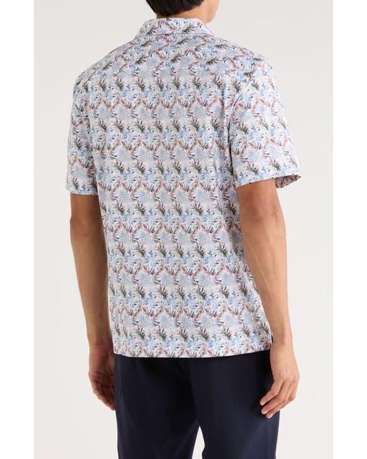 Bugatchi White Cole Short Sleeve 8-Way Stretch Ooohcotton Camp Shirt for men