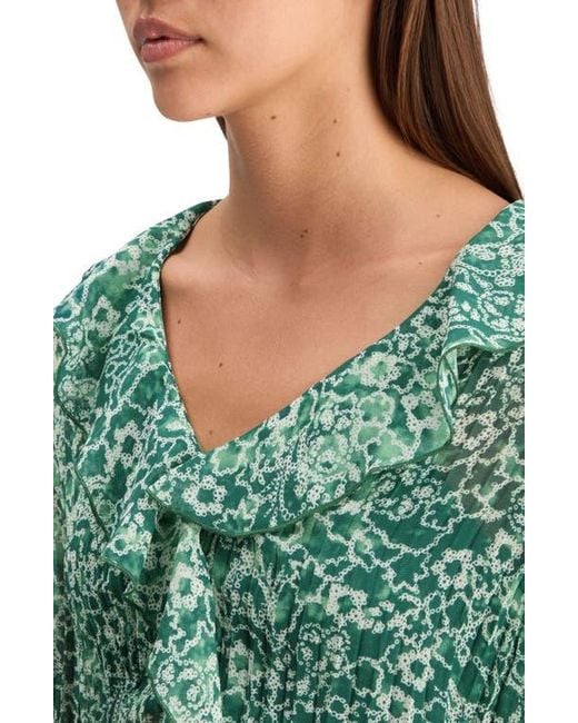 Scotch & Soda Green Ruffle Pleated Top