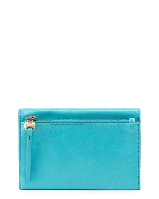 Hobo International Might Leather Trifold Wallet In Aqua At Nordstrom