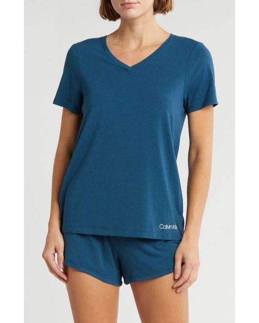 Calvin Klein V Neck T Shirt Shorts 2 Piece Pajama Set in Blue Lyst