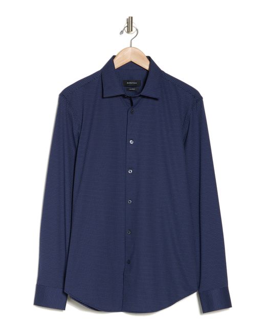 Bugatchi Blue Trim Fit Mini Dot Print Stretch Cotton Button-up Shirt for men