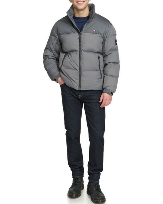 Tommy Hilfiger Gray Matte Water Resistant Puffer Jacket for men