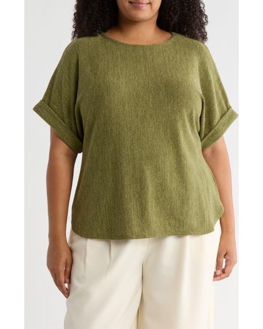 Max Studio Green Dolman Short Sleeve Top