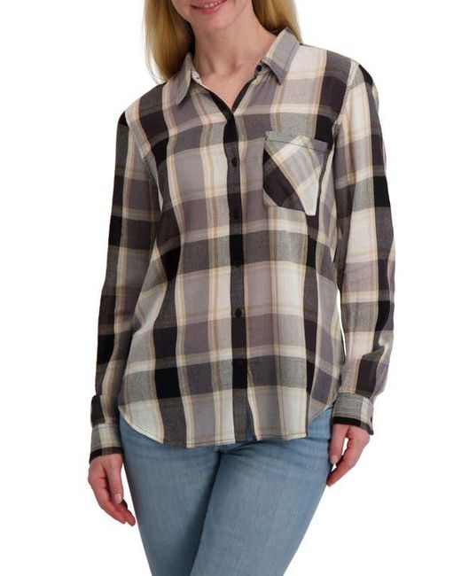 Lucky Brand Black Plaid Button-Up Shirt