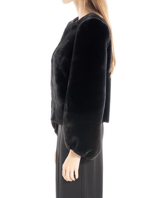 Max Studio Puff Sleeve Faux Fur Jacket in Black Lyst