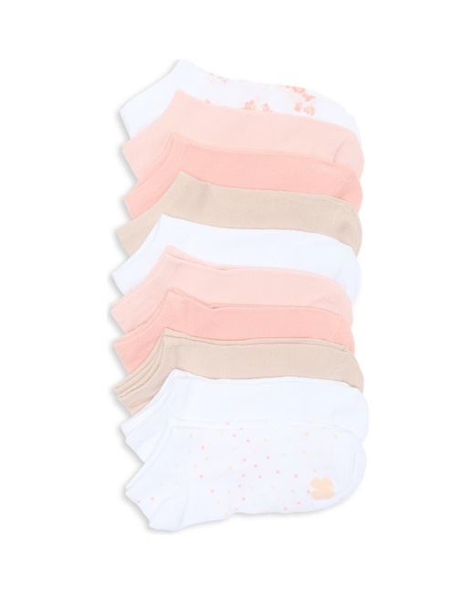 Lucky Brand Pink 10-Pack Assorted Spring Floral No Show Socks