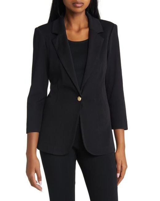 Ming Wang Black One-Button Knit Blazer