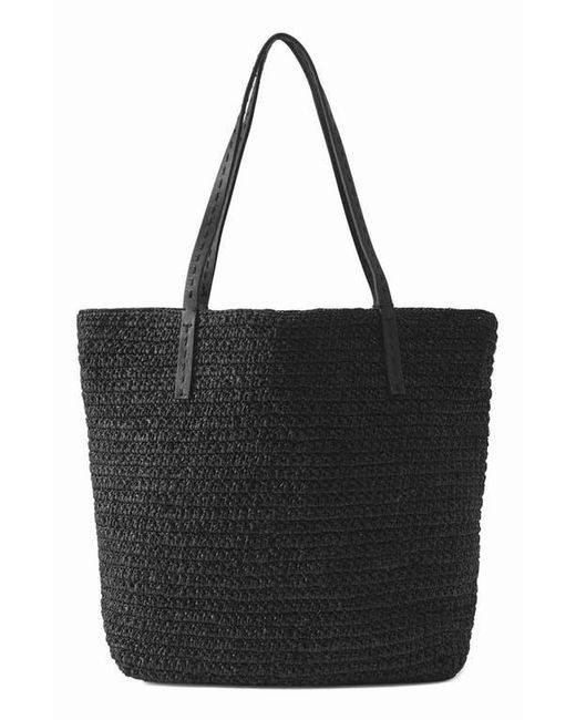 Helen Kaminski Davoletta Raffia Crochet Small Tote Bag in Black | Lyst