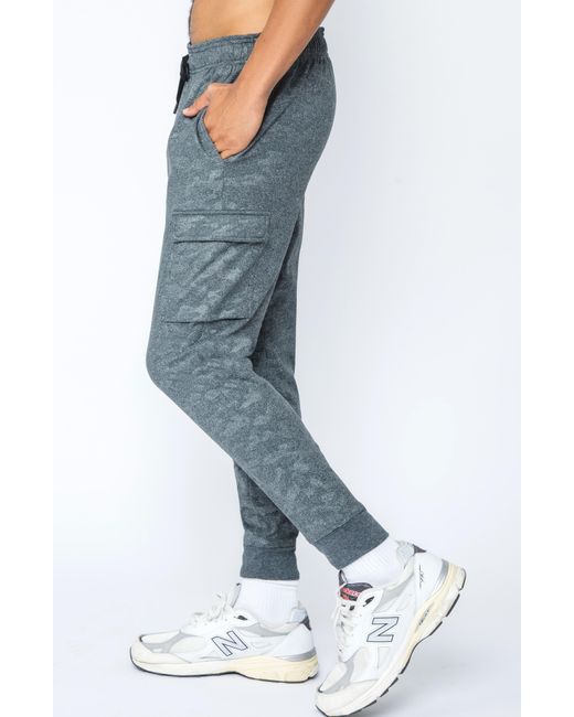 90 Degrees Blue Camo Brushed Joggers for men