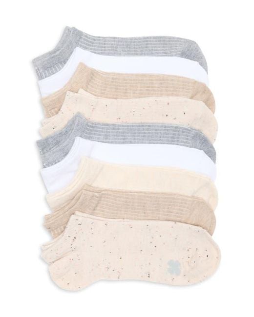 Lucky Brand White 9-Pack Assorted Speckle Rib No Show Socks