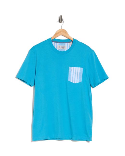 Original Penguin Blue Cotton Jersey Chest Pocket T-shirt for men