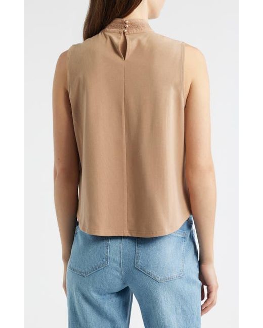 Wit & Wisdom Blue Sleeveless Mock Neck Shell