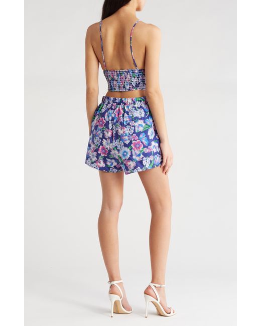 Lulus Blue Vibrant Afternoons Floral Print Two-piece Set