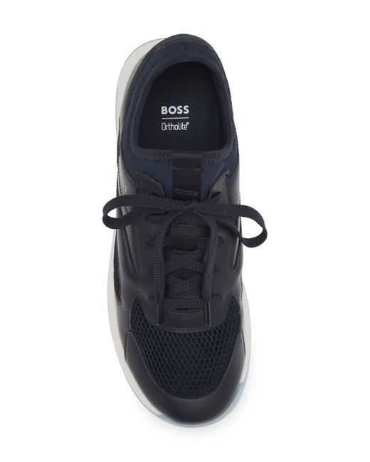 Boss Blue Titanium Runn Mixed Media Sneaker for men