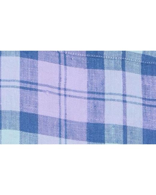 Brooks Brothers Blue Sport Fit Novelty Plaid Linen Button-down Shirt for men