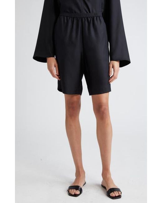 Loulou de Saison Women's Black Zinia Silk Twill Shorts