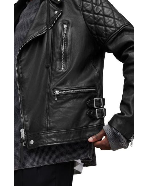 AllSaints Whitson Leather Biker Jacket in Black for Men Lyst