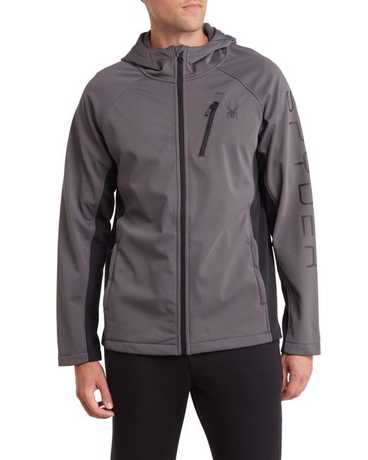 Spyder Gray Tempo Hooded Fleece Zip Jacket for men