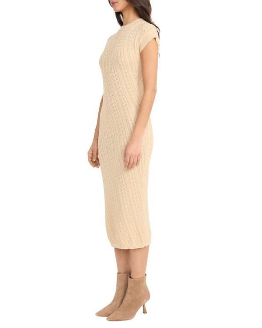 The Good Journey Natural Cap Sleeve Midi Sweater Dress