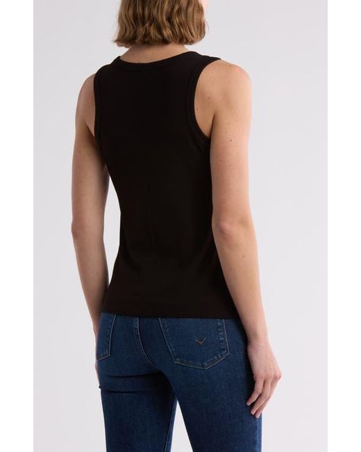 Halogen® Black Fitted Ribbed Tank Top