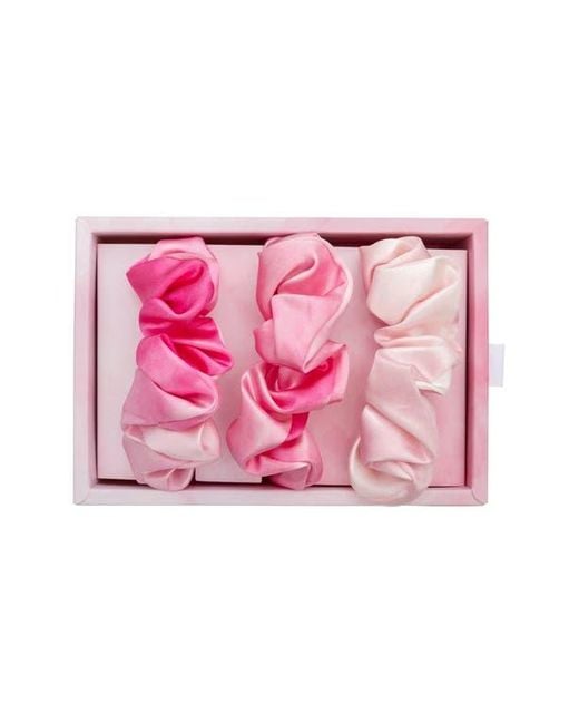 BLISSY Pink Silk Hair Tie Scrunchie Pack