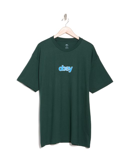 Obey Green Stack Logo Graphic T-shirt for men