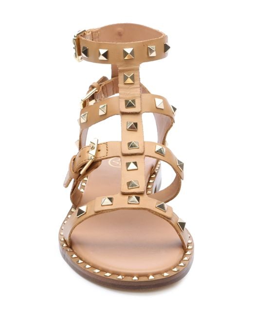 Ash Pacific Studded Gladiator Sandal in Natural | Lyst
