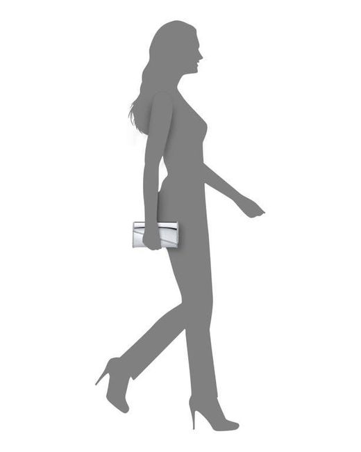 Nina Gray Asymmetric Metallic Flap Clutch