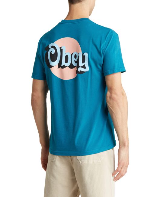 Obey Blue Dot Logo Organic Cotton T-shirt for men