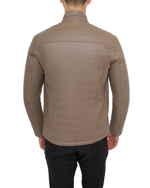 PINOPORTE Black Quilted Leather Jacket for men