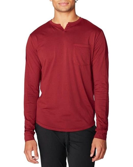 Good Man Brand Red Victory V-Neck Long Sleeve Pocket T-Shirt for men