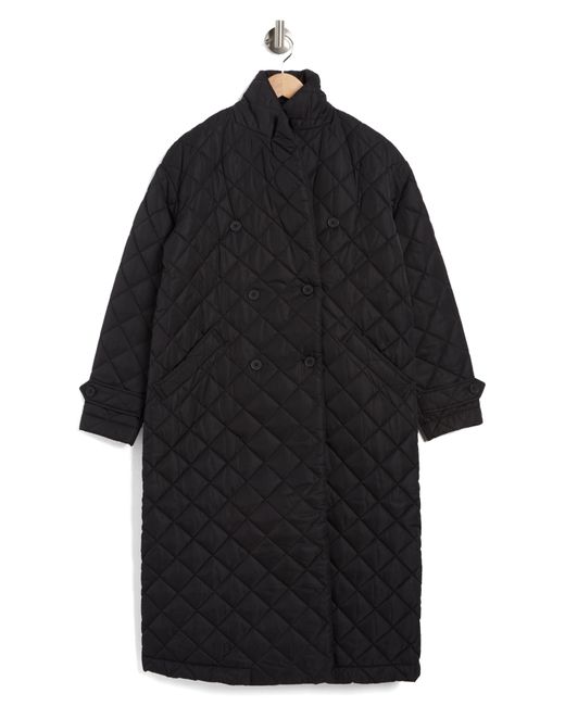 Rebecca Minkoff Black Quilted Twill Long Coat