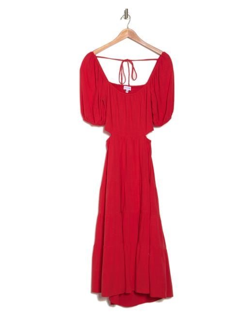 Lucy Paris Red Keely Cutout Midi Dress