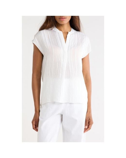 Vince White Split Neck Dolman Sleeve Top