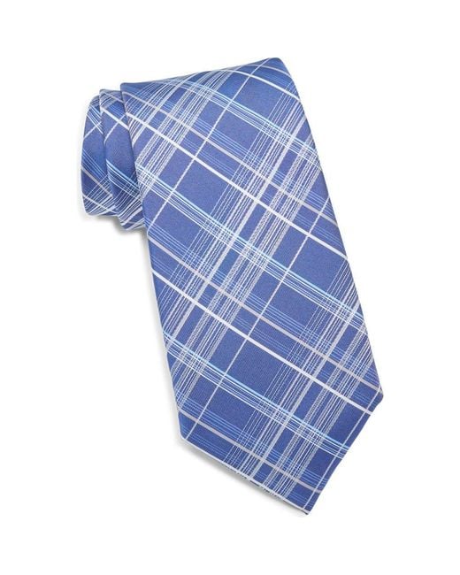 Calvin Klein Blue Walker Plaid Tie for men