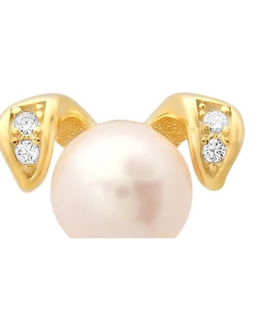 Queen Jewels Metallic Cz Pavè & Imitation Pearl Puppy Stud Earrings